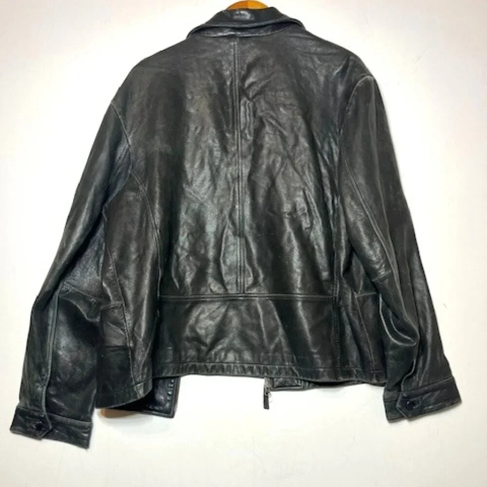 Banana Republic Vintage Leather READ Bomber Full Zip Buttery Soft‎ Jacket Sz L